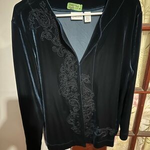 Chico's crushed Hunter Green Velvet Cardigan